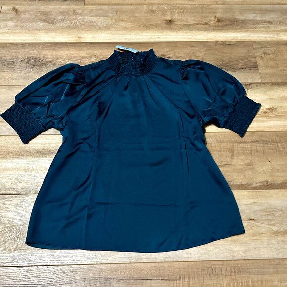 NEW Ann Taylor Mock Neck Blouse – Tile Color, Balloon Elbow Sleeves, Size LP - Picture 10 of 10